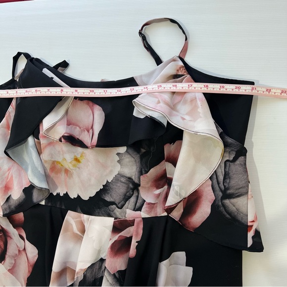 City Chic Cold Shoulder Dress Black Austin Floral Rose Draped Plus Size M 18 - Picture 14 of 15